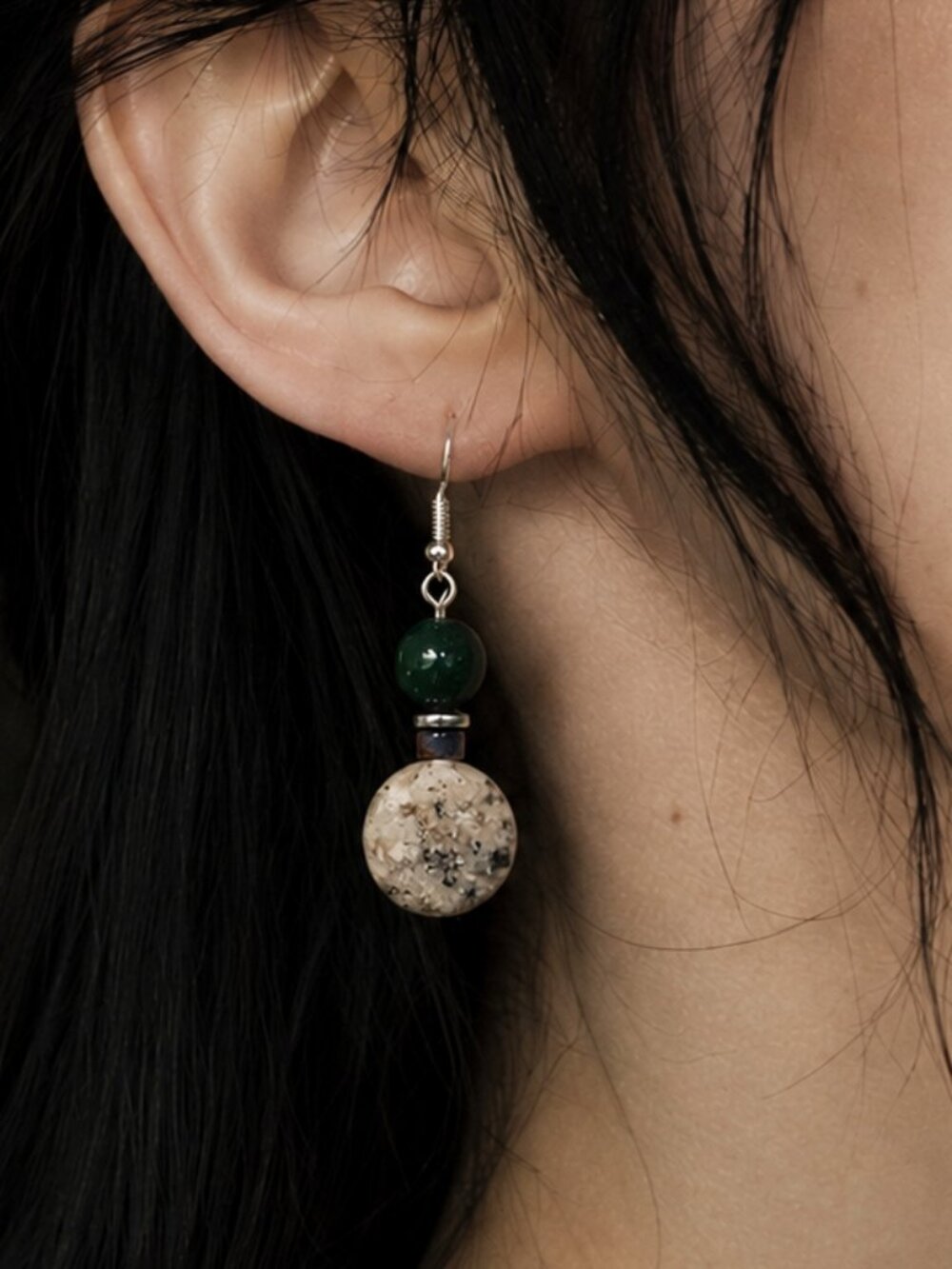 Sesame Jasper Drop Earrings, Whimsigoth Sterling Silver Dangles